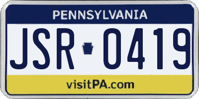 PA license plate JSR0419