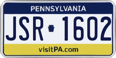 PA license plate JSR1602