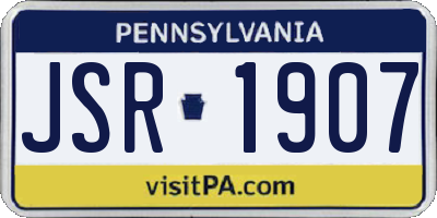 PA license plate JSR1907