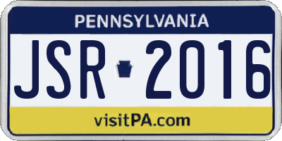 PA license plate JSR2016