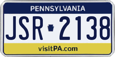 PA license plate JSR2138