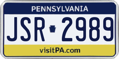 PA license plate JSR2989