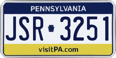 PA license plate JSR3251