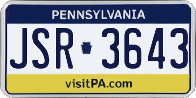 PA license plate JSR3643