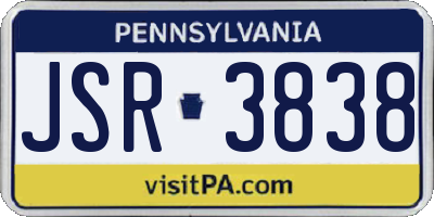 PA license plate JSR3838