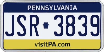 PA license plate JSR3839