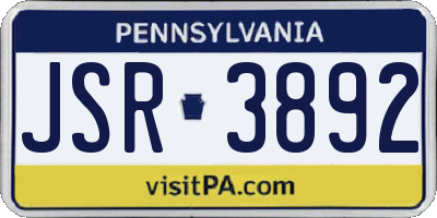 PA license plate JSR3892