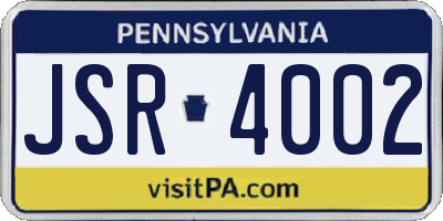 PA license plate JSR4002