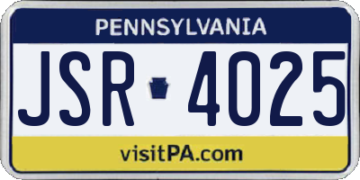 PA license plate JSR4025