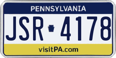 PA license plate JSR4178
