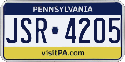 PA license plate JSR4205