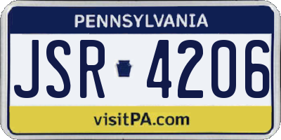 PA license plate JSR4206
