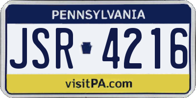 PA license plate JSR4216
