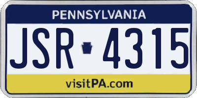 PA license plate JSR4315