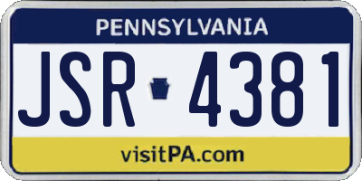 PA license plate JSR4381