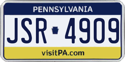 PA license plate JSR4909