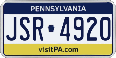 PA license plate JSR4920