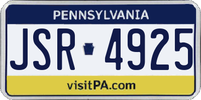 PA license plate JSR4925