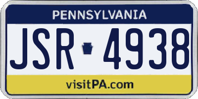 PA license plate JSR4938