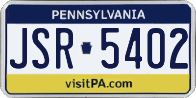 PA license plate JSR5402