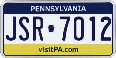 PA license plate JSR7012