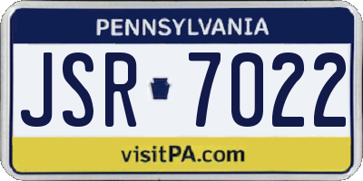 PA license plate JSR7022
