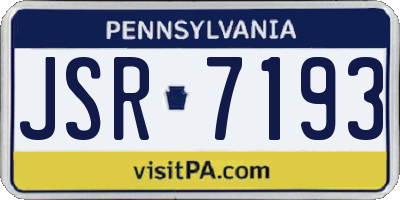 PA license plate JSR7193