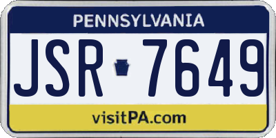 PA license plate JSR7649