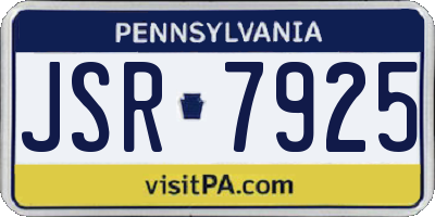 PA license plate JSR7925