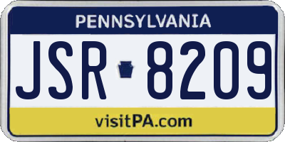 PA license plate JSR8209