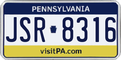 PA license plate JSR8316