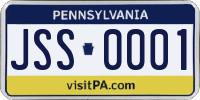 PA license plate JSS0001