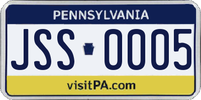 PA license plate JSS0005