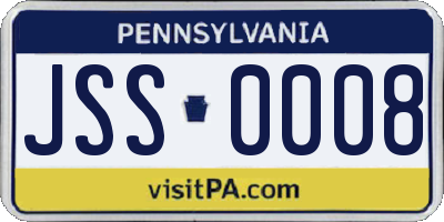 PA license plate JSS0008