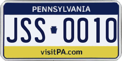 PA license plate JSS0010