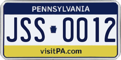 PA license plate JSS0012