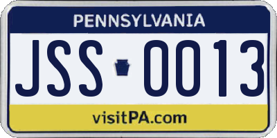 PA license plate JSS0013