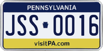 PA license plate JSS0016