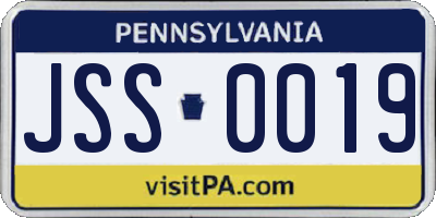 PA license plate JSS0019