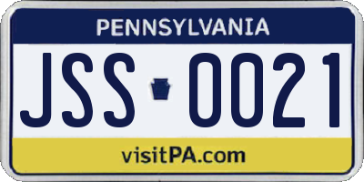 PA license plate JSS0021