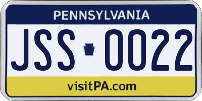 PA license plate JSS0022