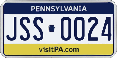PA license plate JSS0024