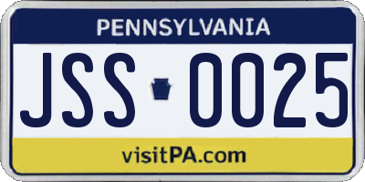PA license plate JSS0025