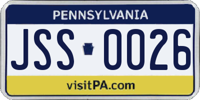 PA license plate JSS0026