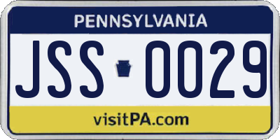 PA license plate JSS0029
