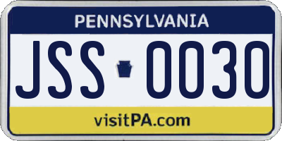 PA license plate JSS0030