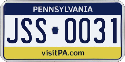 PA license plate JSS0031