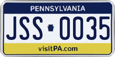 PA license plate JSS0035