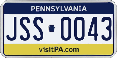 PA license plate JSS0043