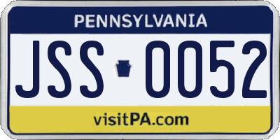 PA license plate JSS0052